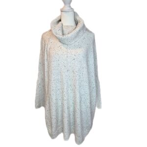 NWT Time and Tru White Speckled Cowl Neck Sweater